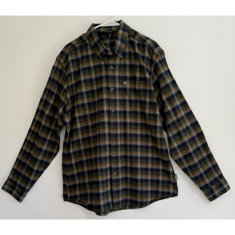 Eddie Bauer Men NWT 2024 Large Flannel Button Down Green Blue Cotton